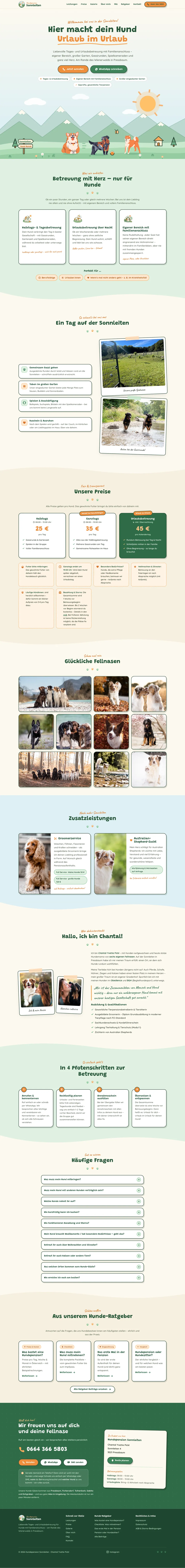 Hundepension Sonnleiten — komplette Landingpage, umgesetzt von Christopher Rapp