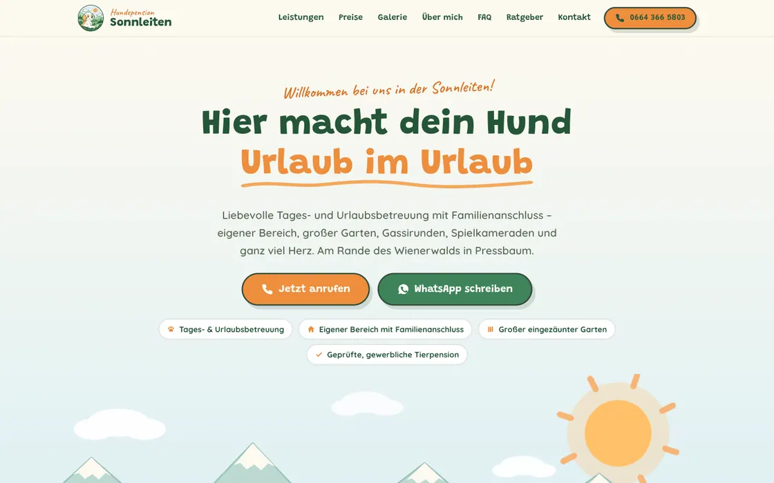 Hundepension Sonnleiten — Website · Hundepension, Webdesign-Projekt von Christopher Rapp