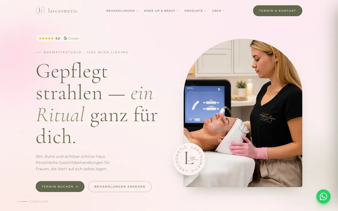 larcosmetic — Website · Kosmetikstudio, Webdesign-Projekt von Christopher Rapp