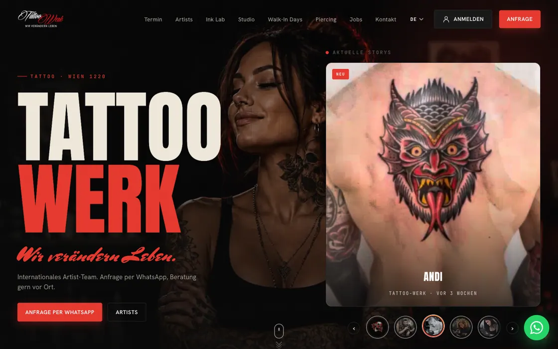Tattoo-Werk — Website · Dashboard · KI, Webdesign-Projekt von Christopher Rapp